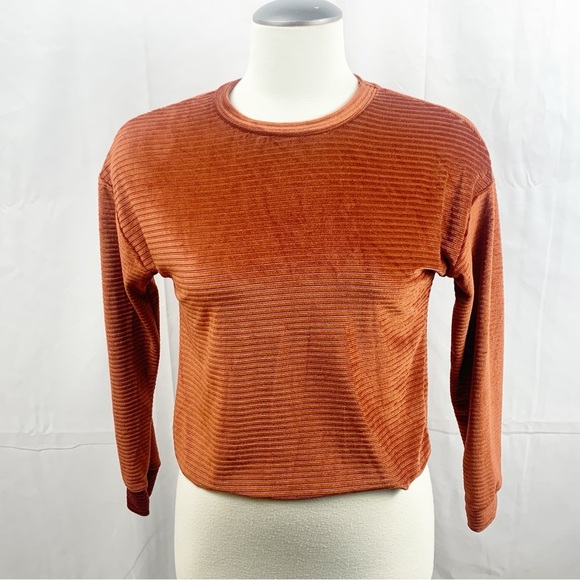 Electrica Tops - 🍂 Electrica Rust Ribbed Velour Long-Sleeve Top NWOT (S)